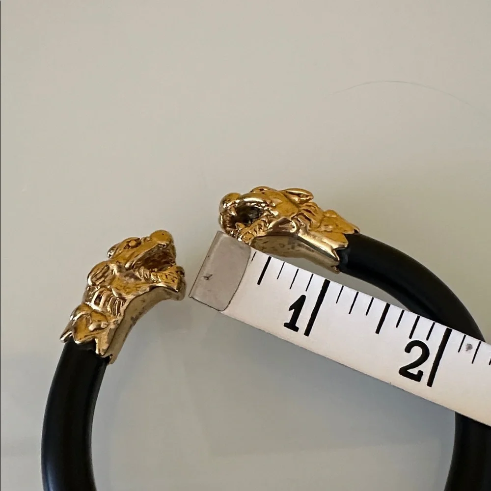 Black and Gold Bracelet with Lion Heads Unisex
